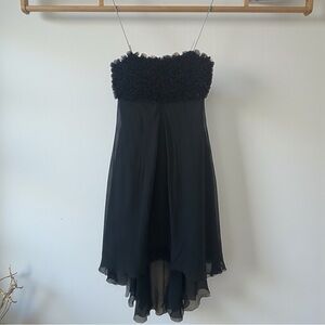CHANEL Vintage Black Ruffle Detail Evening Dress